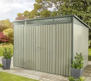 Large 10ft x 8ft Stainless Steel Garden Shed with Two Doors - Available in Two Colors