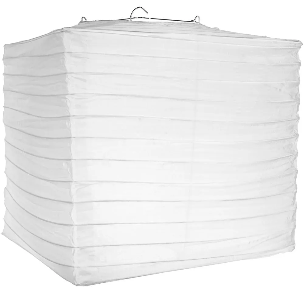 10" White Shimmering Nylon Square Lantern