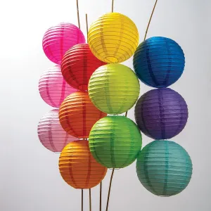 12-Pack of 10 Inch Multicolor No Frills Paper Lanterns