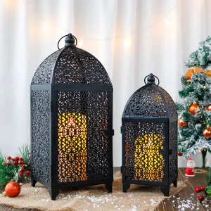 12''&16.5'' High Vintage Hanging Decorative Candle Lantern(Set of 2)