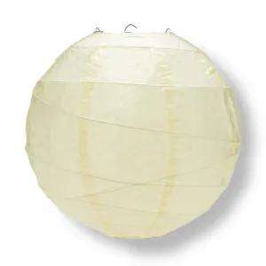 12" Ivory Round Paper Lantern, Crisscross Ribbing, Hanging Decoration