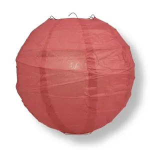 12" Marsala / Burgundy Wine Round Paper Lantern, Crisscross Ribbing, Chinese Hanging Wedding & Party Decoration