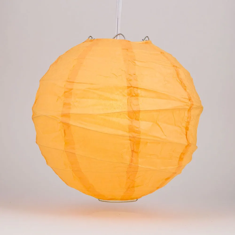 12" Papaya Round Paper Lantern, Crisscross Ribbing, Chinese Hanging Wedding & Party Decoration