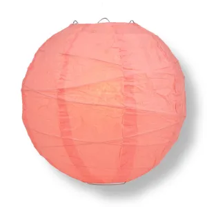 12" Roseate / Pink Coral Round Paper Lantern, Crisscross Ribbing, Chinese Hanging Wedding & Party Decoration