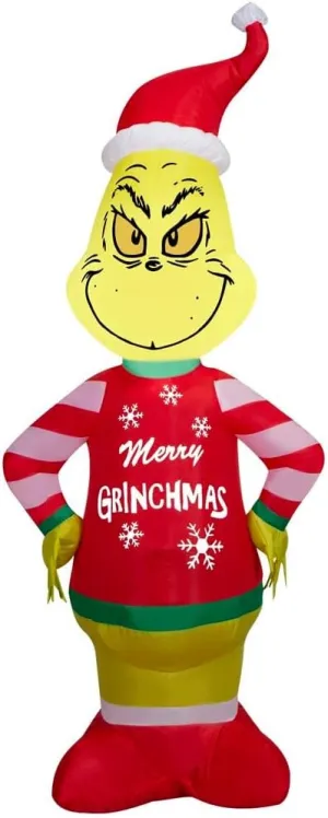 4' Airblown® Grinch Wearing an Ugly Sweater Christmas Inflatable