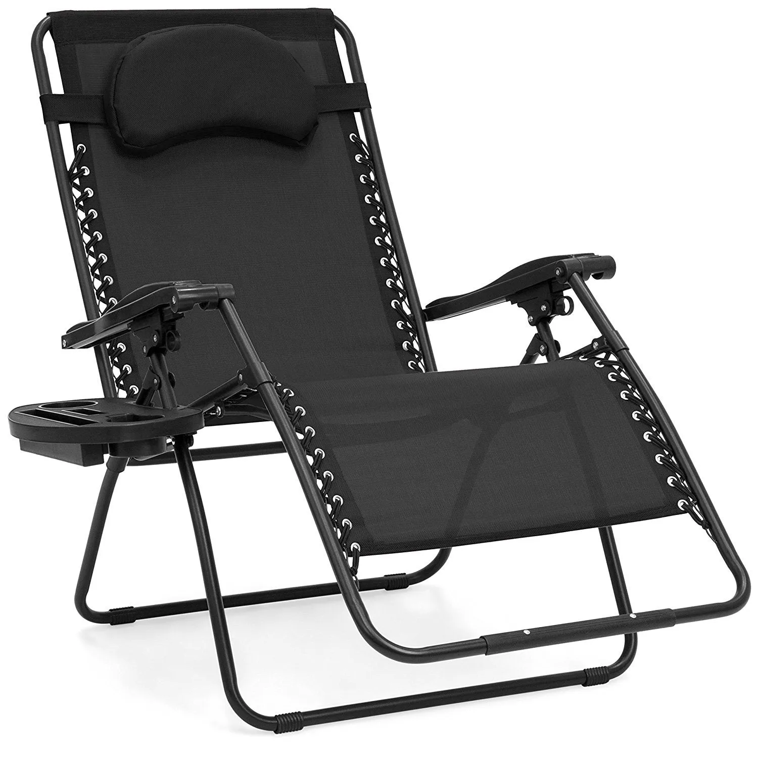 Best Choice Products Oversized Zero Gravity Outdoor Reclining Lounge Patio Chairs w/ Cup Holder (Black)