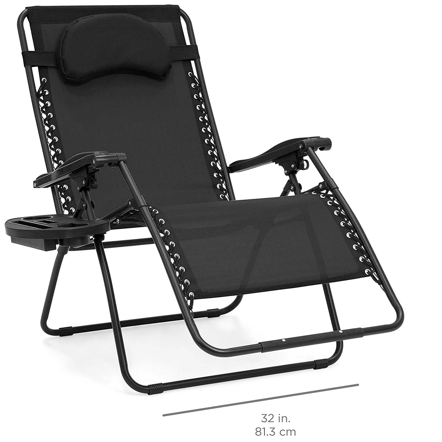 Best Choice Products Oversized Zero Gravity Outdoor Reclining Lounge Patio Chairs w/ Cup Holder (Black)