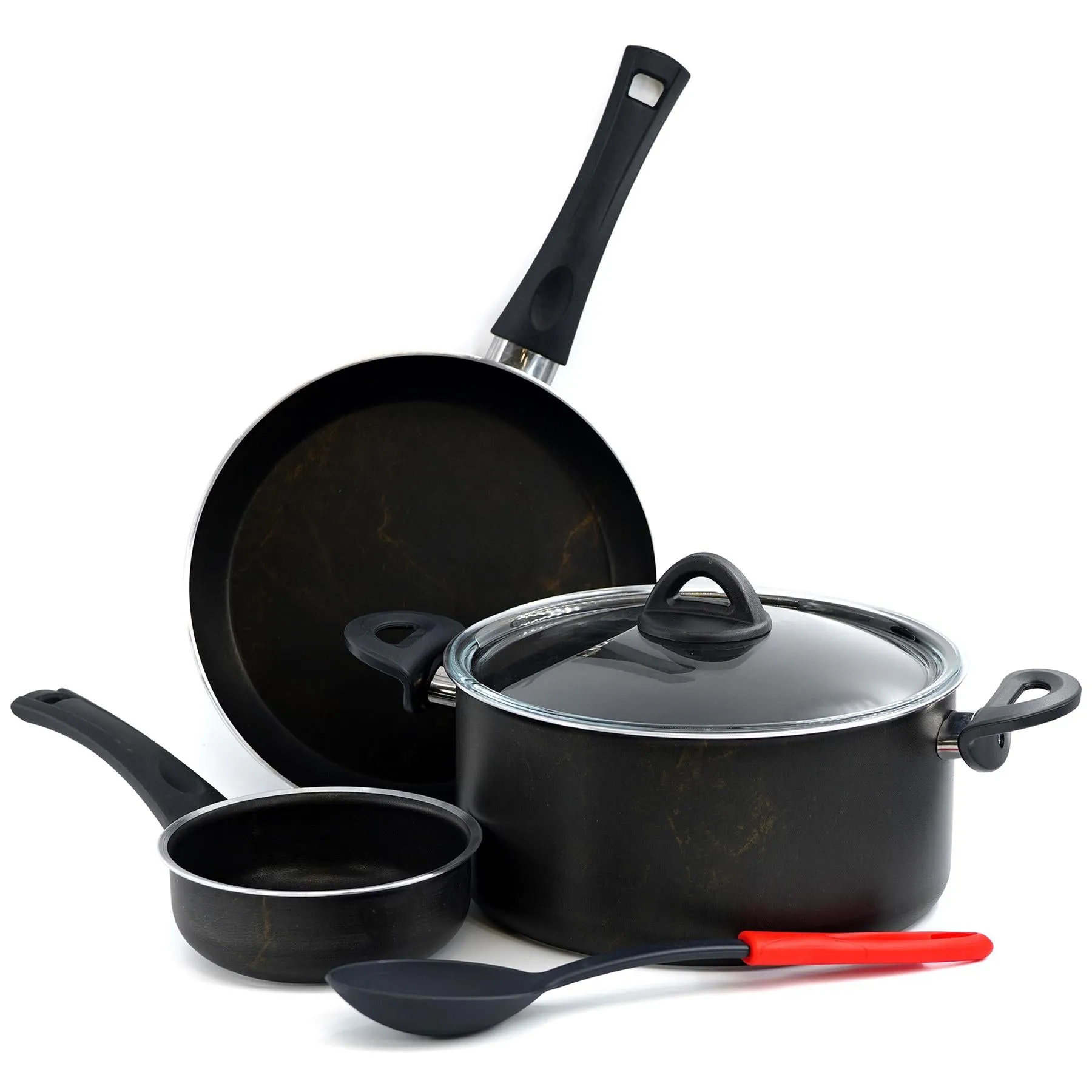 Black 5 pc Non-Stick Pots and Pans Set