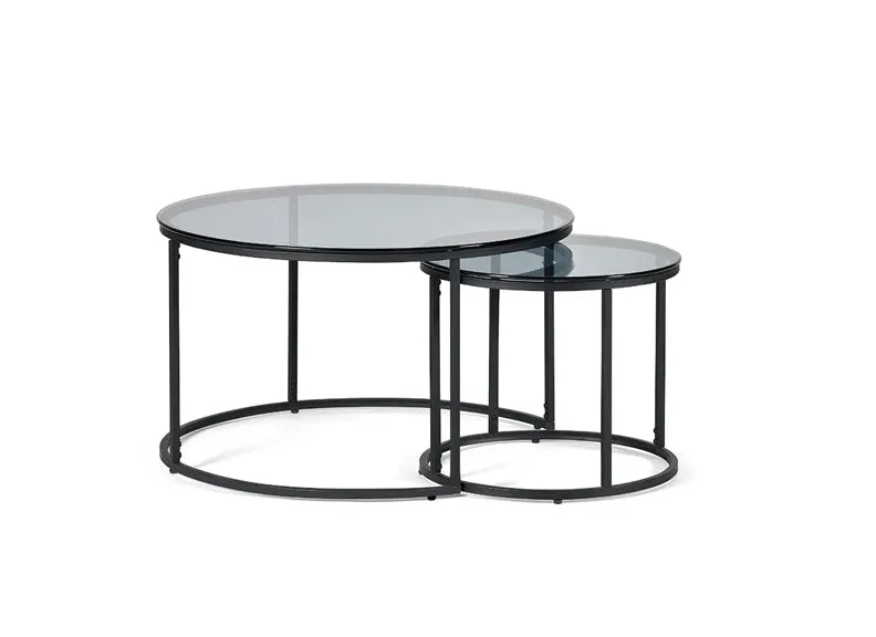 Chicago Smoked Glass Nested Round Coffee Tables