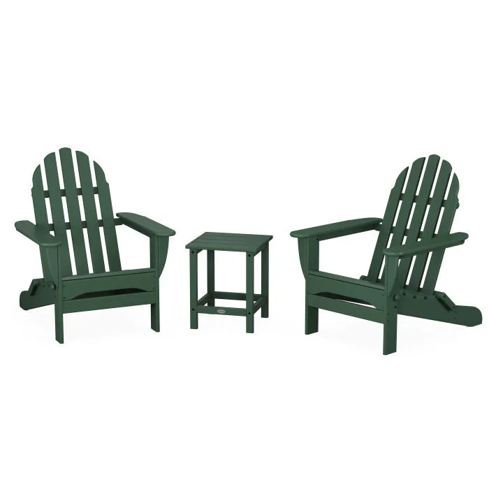 Classic Folding Adirondack 3-Piece Set with Long Island 18" Side Table