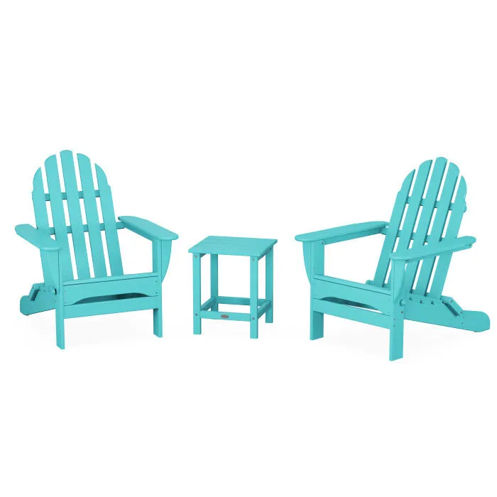 Classic Folding Adirondack 3-Piece Set with Long Island 18" Side Table