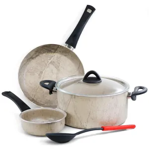 Cream 5 pc Non-Stick Pots and Pans Set