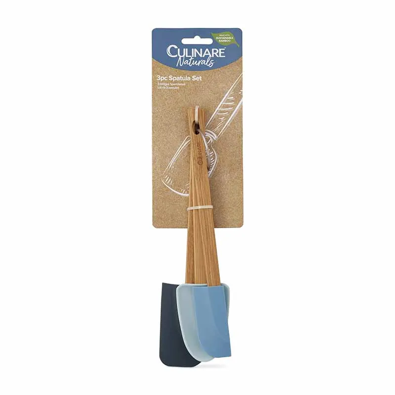 Culinare Naturals Bamboo Handle Spatula Set of 3