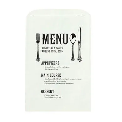 FLAT POCKET GOODIE BAG WITH UTENSIL MENU PRINT