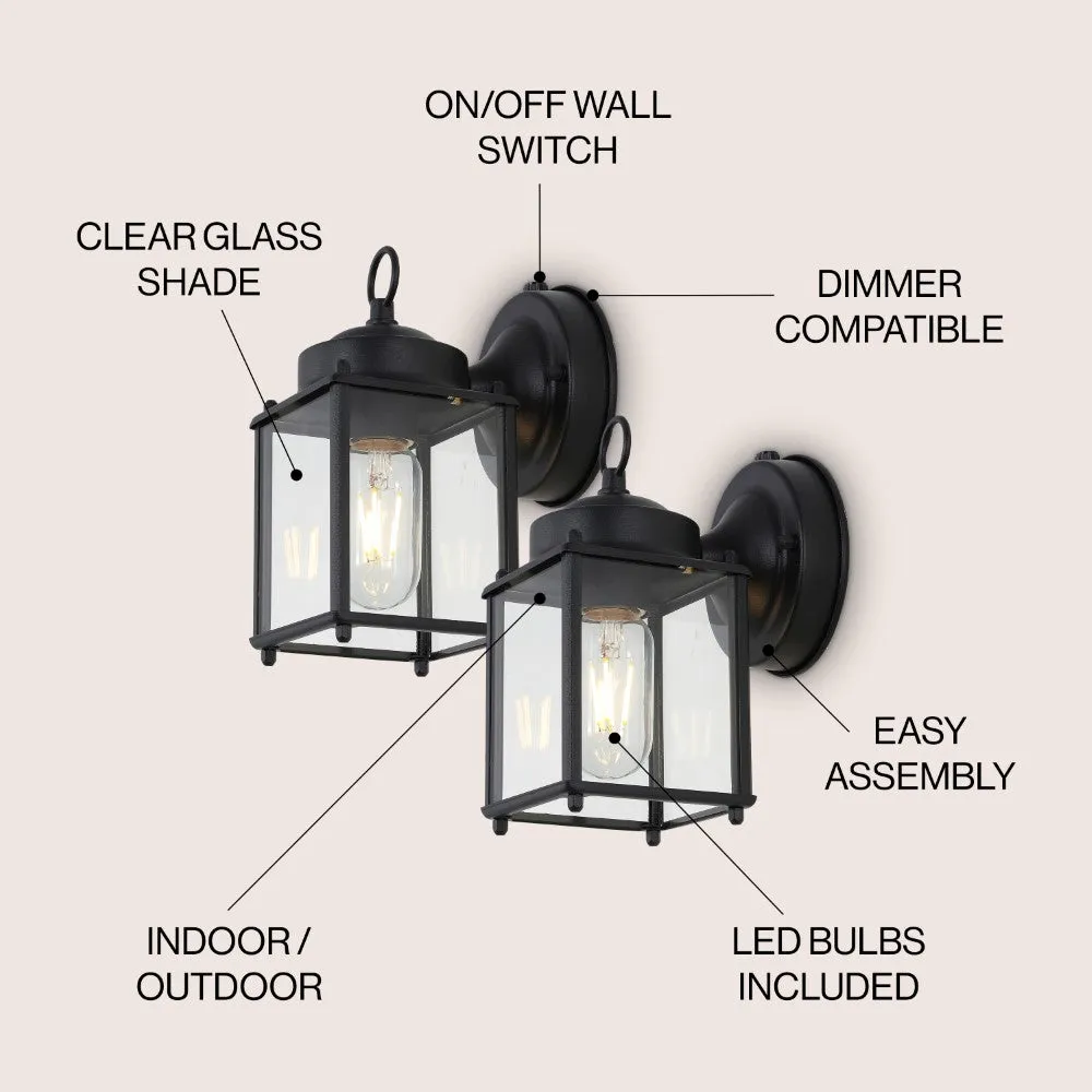 Globe 4.25" Farmhouse Industrial Iron/Glass Outdoor LED Sconce