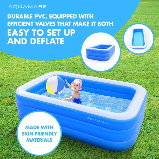 Inflatable Swimming Pool, 106" x 72" x 25"Family For Kids And Adults, Durable Backyard Pool With Pump, For Full-Sized Inflatable Pool For Kids, Adults, Outdoor, Backyard, Summer Water Party,J320