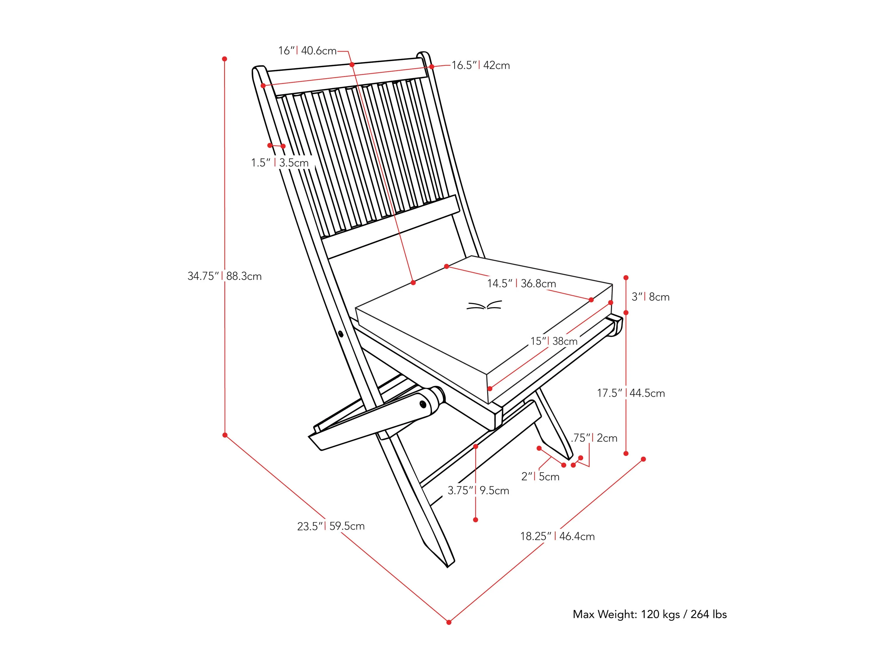 Outdoor Wood Folding Chairs, Set of 2