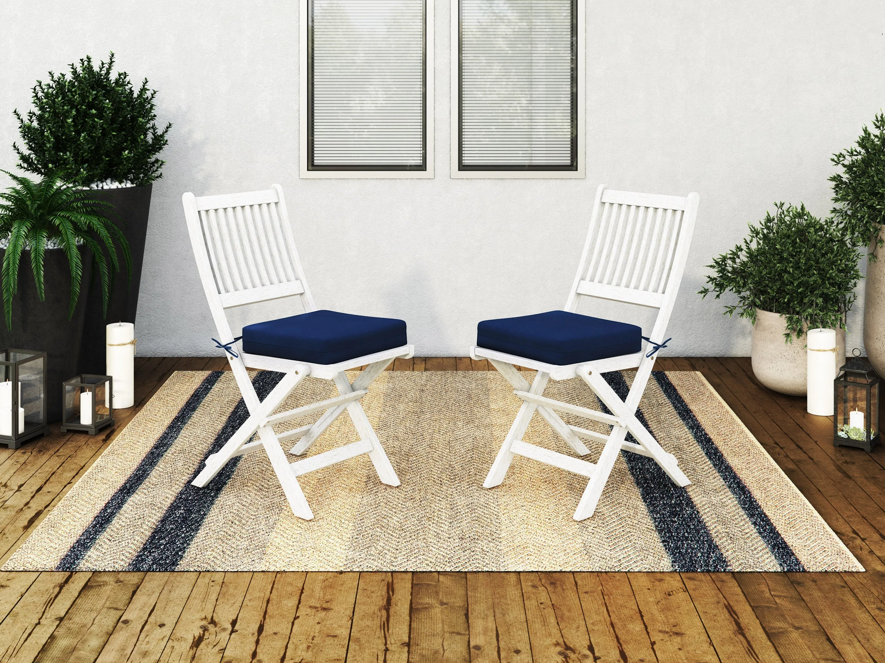 Outdoor Wood Folding Chairs, Set of 2