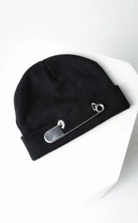 safety pin pierced beanie