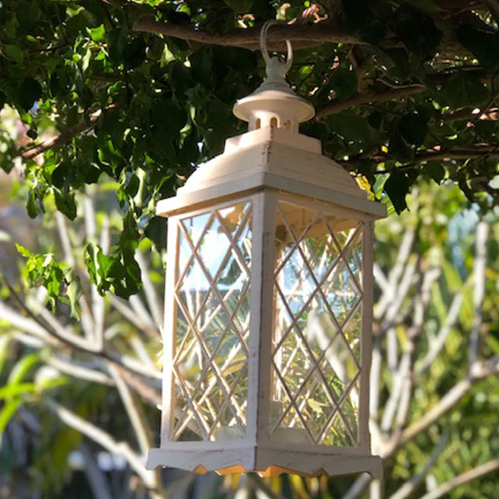 SALE - Large Antique White Lantern with warm white fairy lights (13 x 35cm)