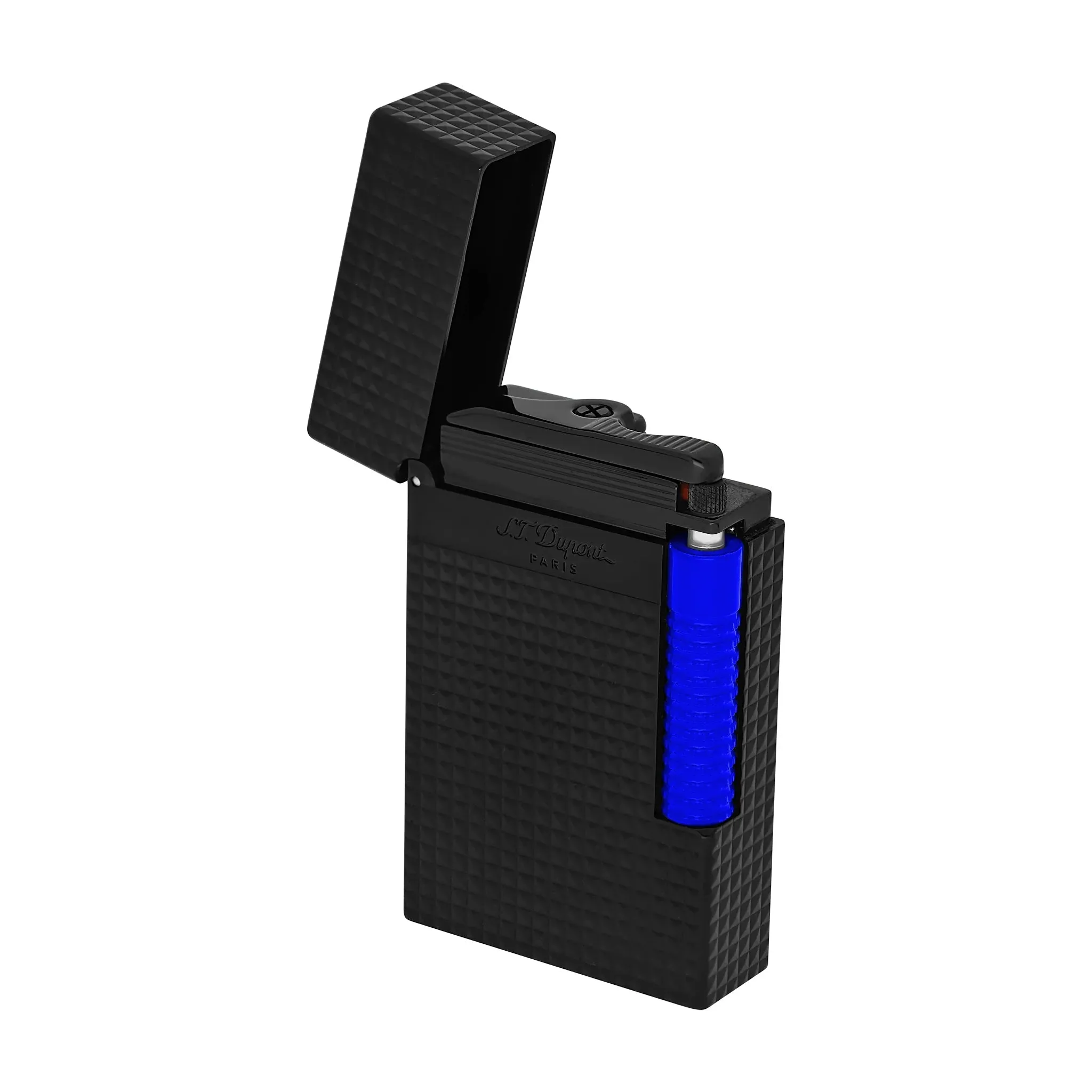 S.T. Dupont Fluo Black and Blue Line 2 Le Grand Cling Flint Lighter